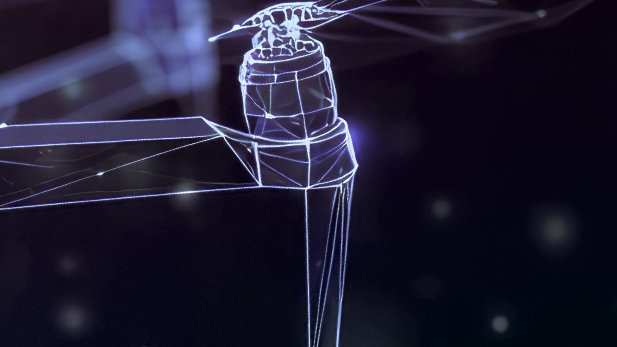 An outline of a drone in flight.