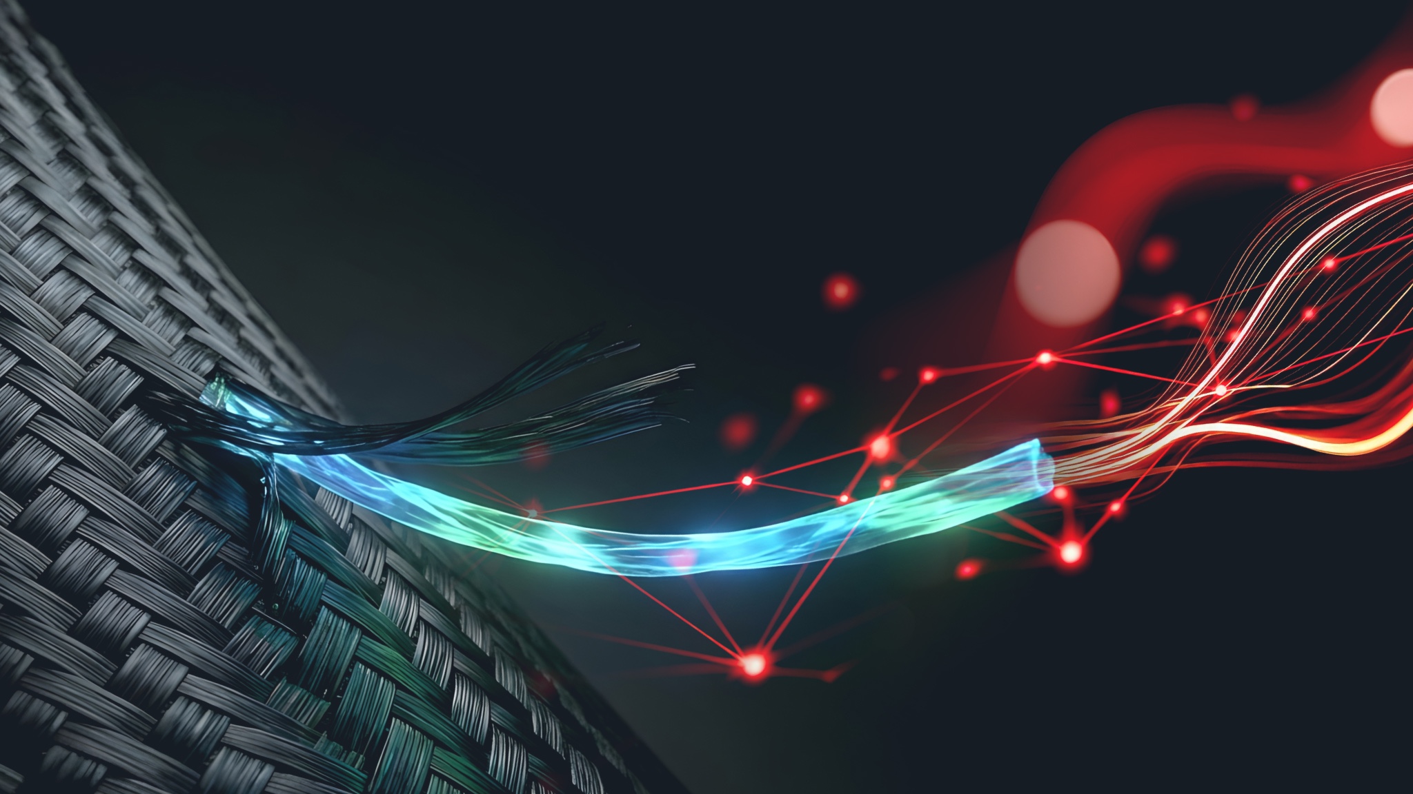 A tire with one tread lifted up and a blue thread glowing to indicate how one small zero-day vulnerability can break down a whole system.