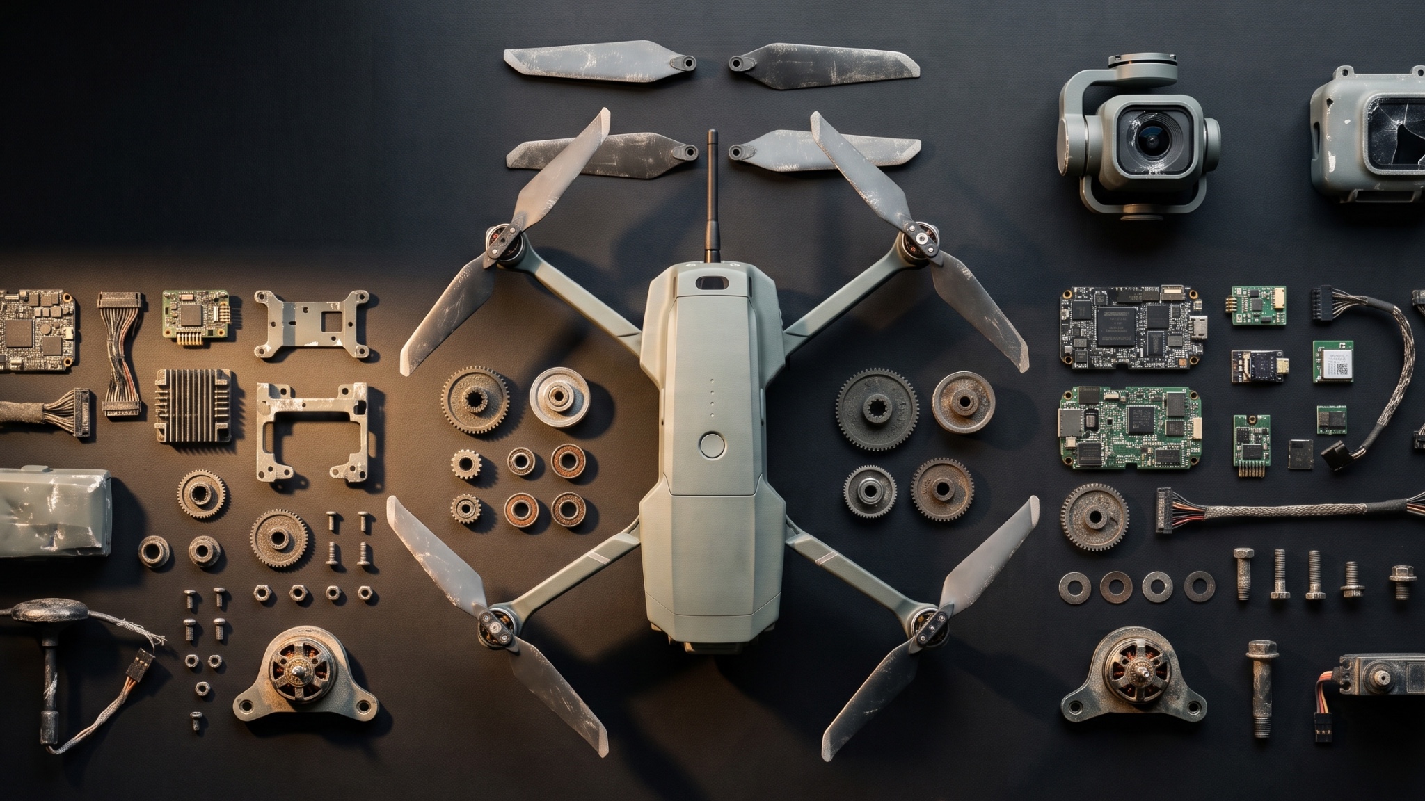 An image of a drone and its components.