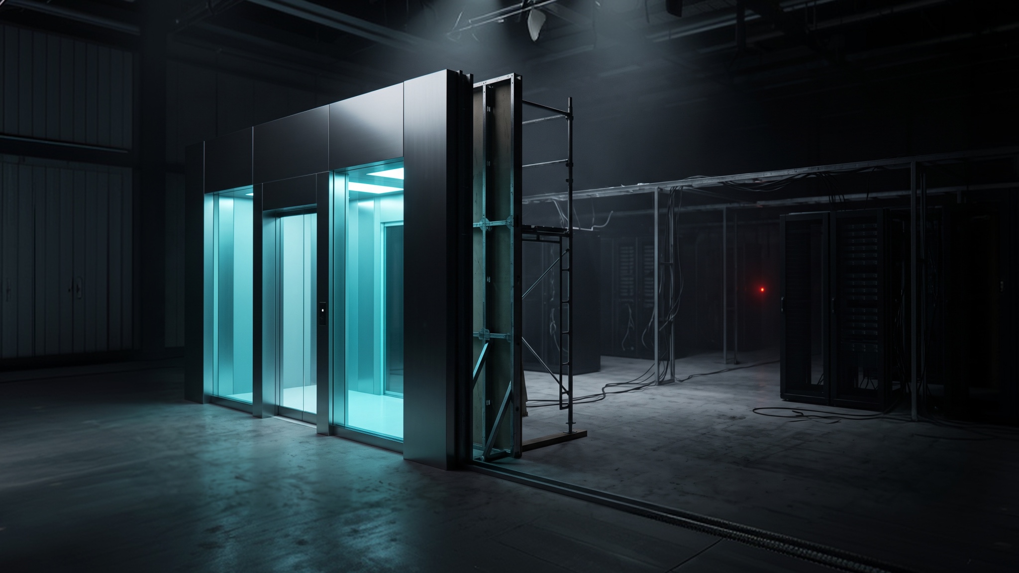 A black room with blue glow indicating TLS 1.3.
